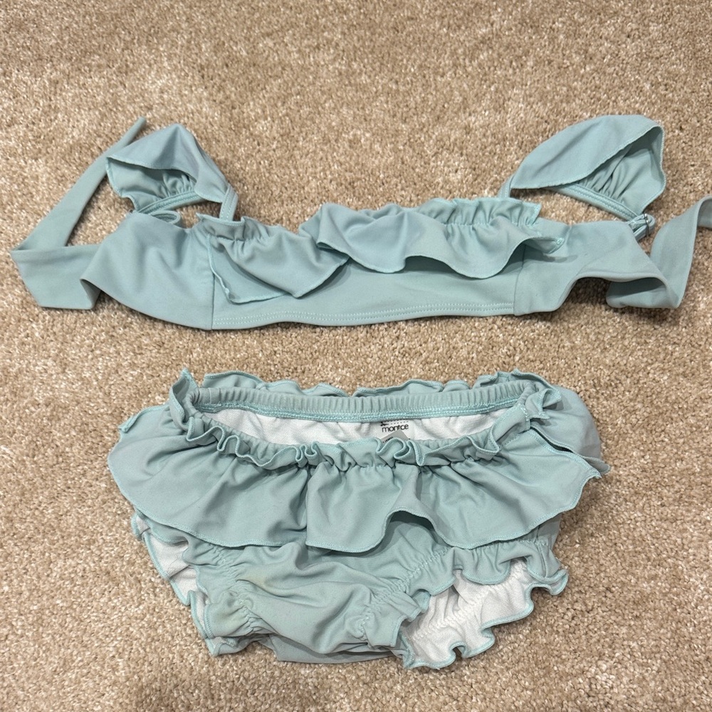 Montce Kids Ruffle Two-Piece Bikini - Light Aqua 2t montce mini